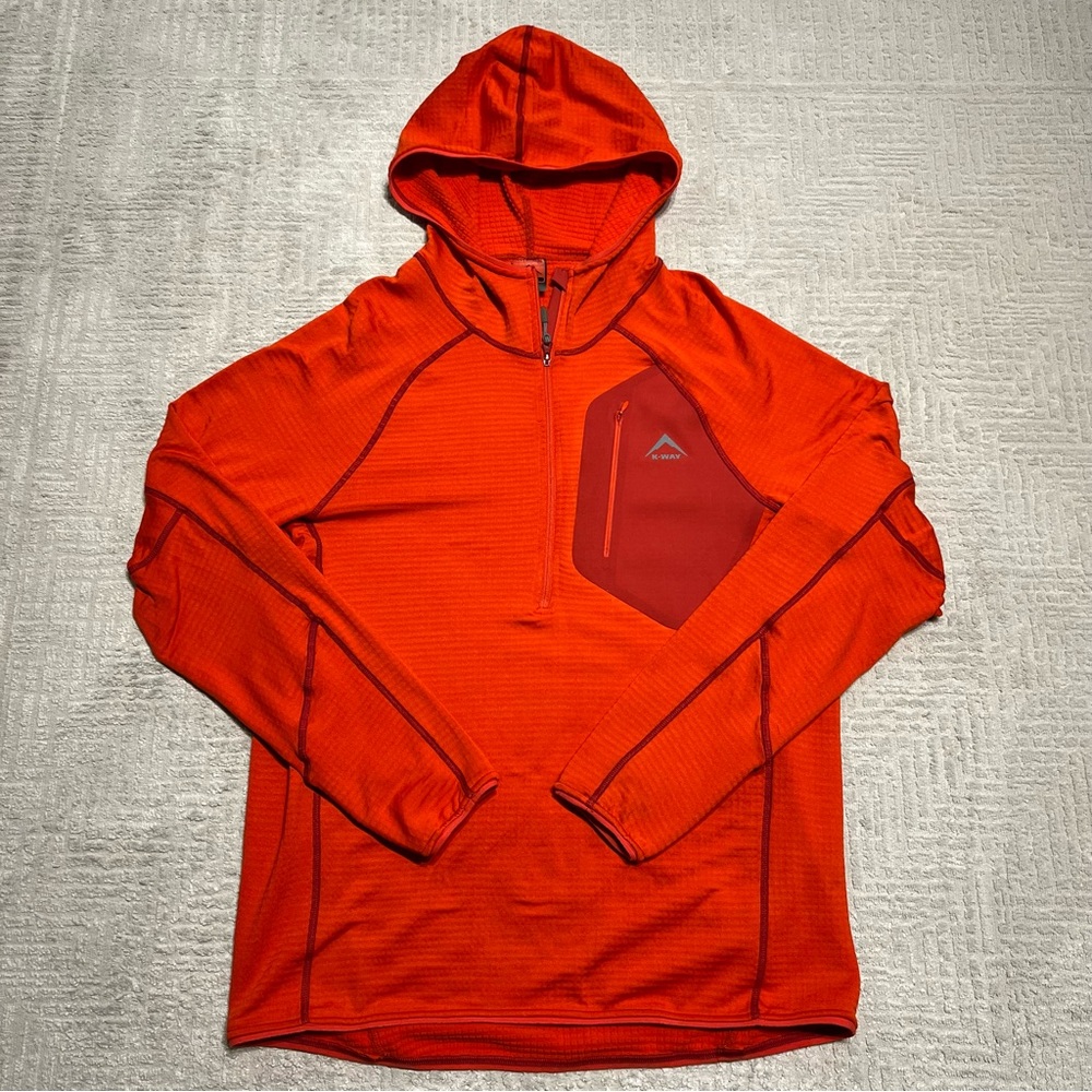K-Way Heath Fleece Half Zip Jacket Hooded Grid Fleece jacket Men’s Large